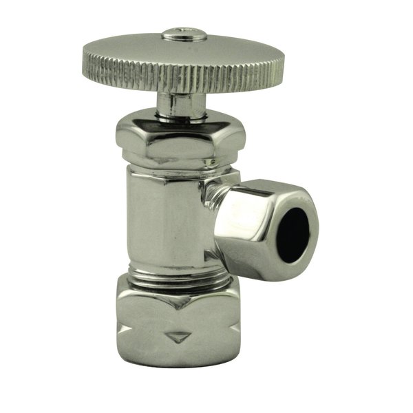 Westbrass Round Handle Angle Stop Shut Off Valve 1/2-Inch Copper Pipe Inlet W/ 3/8-Inch Compression Outlet in D105-05